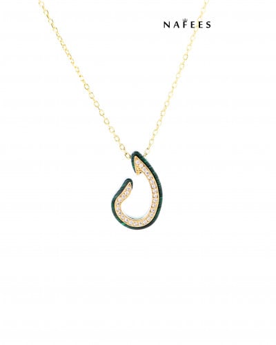 سلسال حرف ل باللون الأخضر والمرصع بأحجار الزيركون...