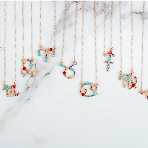 قلادة برج العذراء بأحجار الزيركون ملونة ومطلية بال...