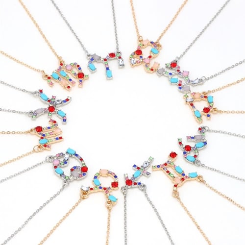 قلادة برج الجوزاء بأحجار الزيركون ملونة ومطلية بال...