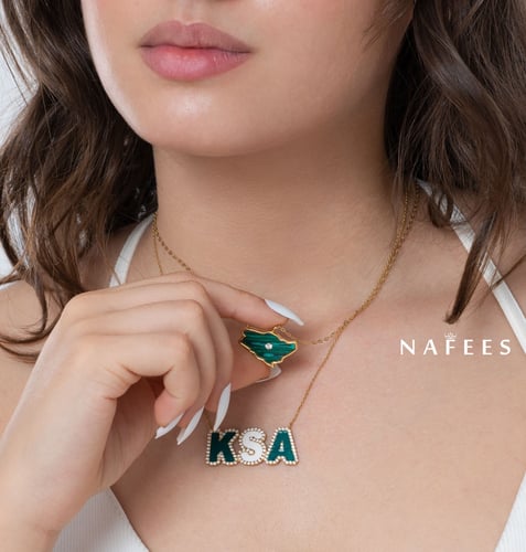 سلسال KSA مرصعة بالزيركون و الفضة المطلية بالذهب م...