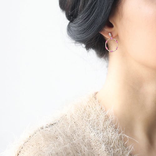 أقراط الدوائر الملونة للمناسبات مرصعة بحبات الزيرك...