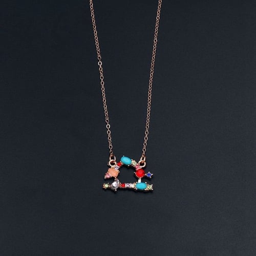 قلادة برج الميزان بأحجار الزيركون ملونة ومطلية بال...