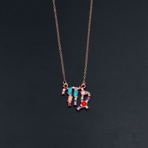 قلادة برج العذراء بأحجار الزيركون ملونة ومطلية بال...