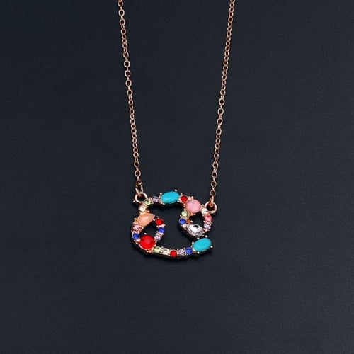 قلادة برج السرطان بأحجار الزيركون ملونة ومطلية بال...