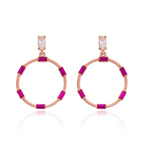 أقراط الدوائر الملونة للمناسبات مرصعة بحبات الزيرك...