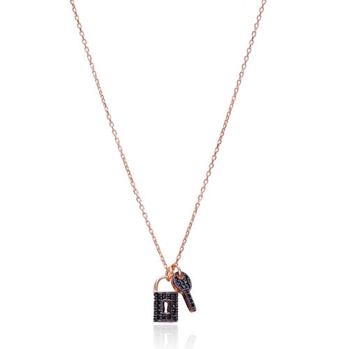 قلادة القفل الأسود بتصميم وذوق رفيع مرصوفة بأحجار...