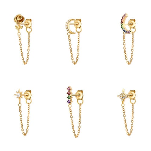 أقراط النجمة المرصعة بالكريستالات البيضاء من الفضة...