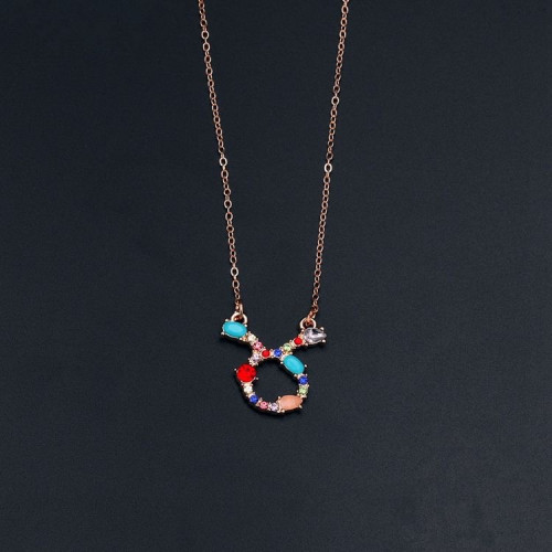 قلادة برج الثور بأحجار الزيركون ملونة ومطلية بالذه...