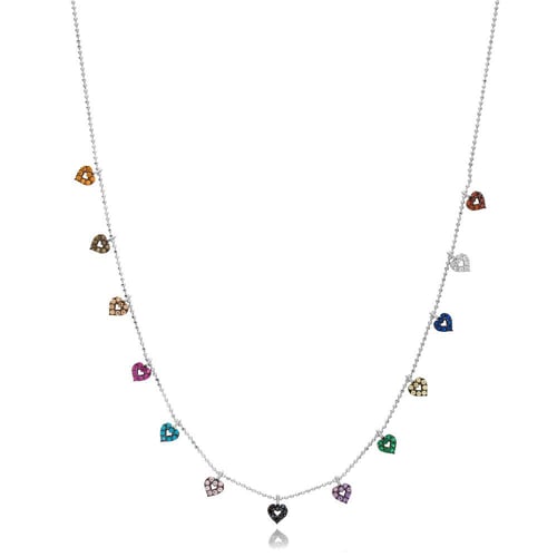 عقد القلوب الملونة فضي اللون بتصميم يخطف الأنظار م...