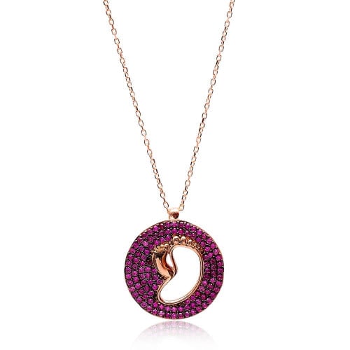 عقد أسطوري ذو رسم دائري ملون بحبات الزيركون البنفس...