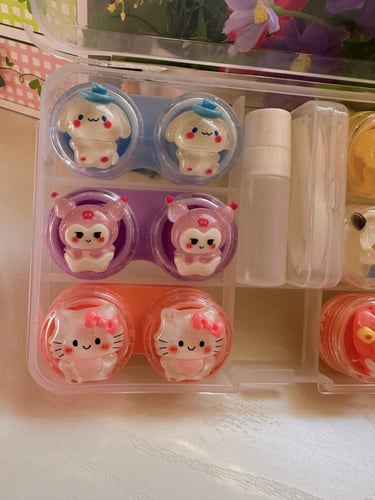 مجموعه 6 علب عدسات سانريو مع ملقط ومساعد