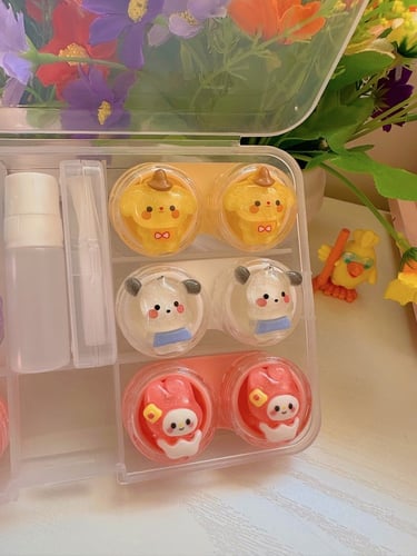 مجموعه 6 علب عدسات سانريو مع ملقط ومساعد