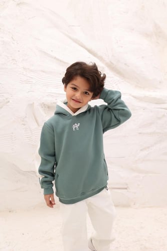 طقم للأطفال ( هودي نعناعي + بنطلون )