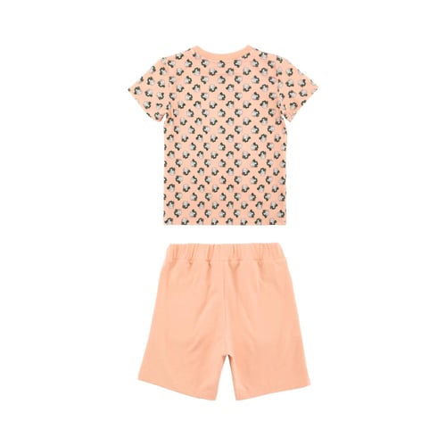 بلوزة اكمام قصيرة و شورت ساده مشمشي