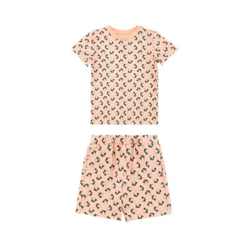 بلوزة اكمام قصيرة و شورت مشمشي