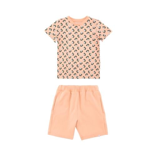 بلوزة اكمام قصيرة و شورت ساده مشمشي