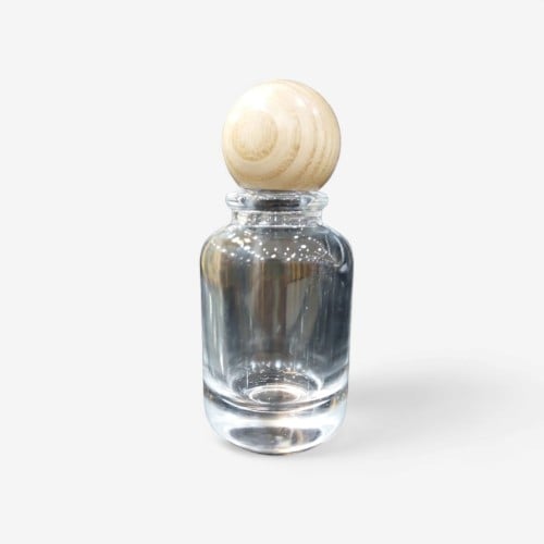 قارورة زجاج شفاف بغطاء خشبي أنيق 50مل