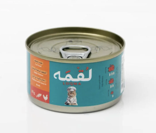 لقمة طعام رطب للقطط بنكهة الدجاج بالتونا مع المرق...
