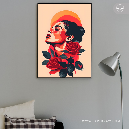 لوحة جدارية أنثى الورد