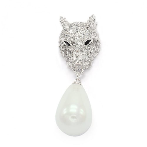 طقم لولو تايجر المرصّع "قلادة وحلق" - روديوم