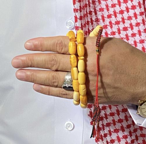 سبحة حجر تراب الكهرمان برائحة عطرة بتصميم كركوشة ق...