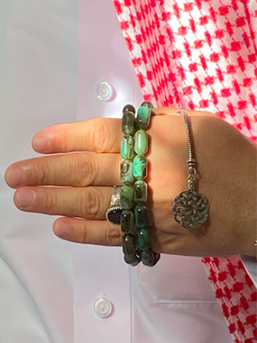 سبحة بكلايت لون أخضر عشبي مطلي روديوم