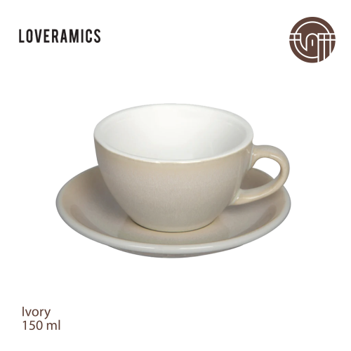 كوب وصحن لوفرامكس سعة 150 مل -عاجي