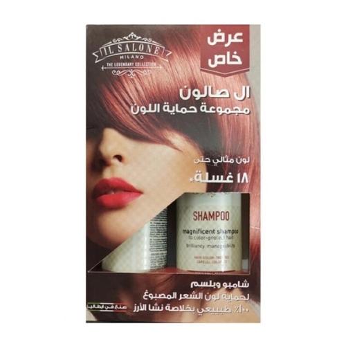 ال صالون شامبو + بلسم الشعر 500 مل حمايه اللون بخل...