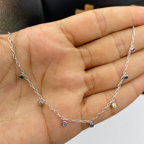 خلخال فضه تصميم الماس طول 24سم