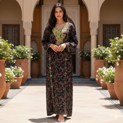 جلابية كشميري مطرزه كم طويل