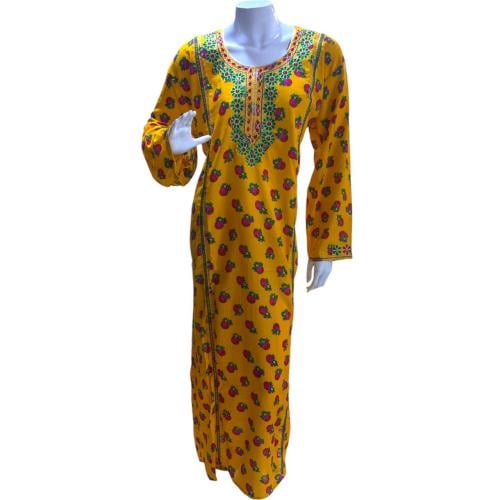 جلابية ريون مطرزة كم طويل