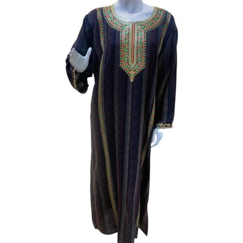 جلابية كشميري مطرزة كم طويل