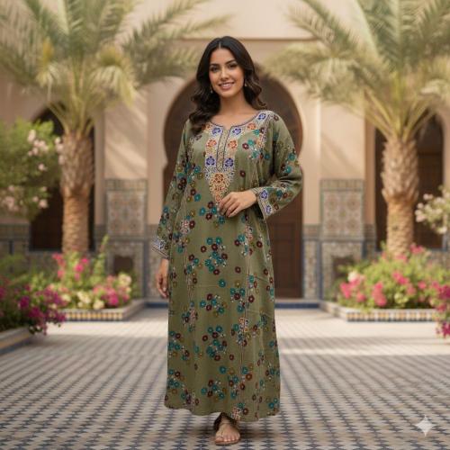 جلابية قطن مطرزة