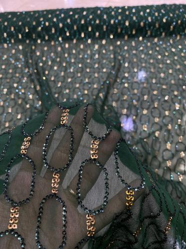 قماش سهرة شيفون مع تطريز ترتر٣ متر ونص عرض واحد