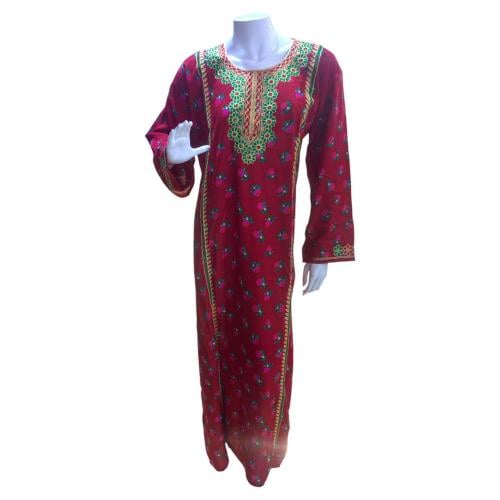 جلابية ريون مطرزة كم طويل