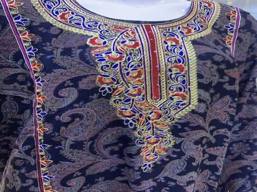 جلابية كشميري مطرزه كم طويل