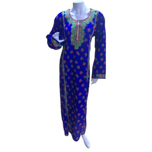 جلابية ريون مطرزة كم طويل