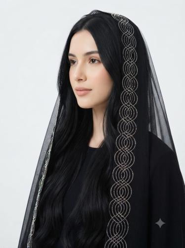 طرحة تل كرستال للمناسبات مترين في متر بالوان كرستا...