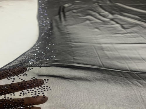 طرحة طبيعي شفافه غير مخرمة تطريز طرف واحد كرستال ا...