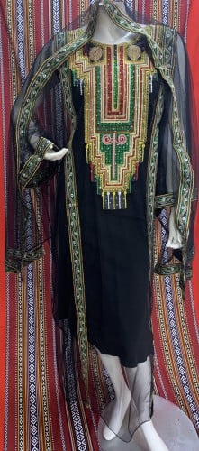 جلابية تل عسيري مع الطرحة تطريز جهتين