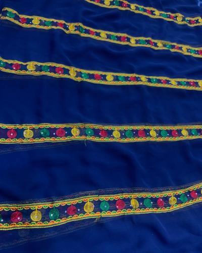 درع عسيري شيفون مطرز بخيط ٣متر ونصف (عرض واحد )