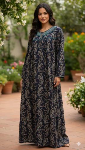 قميص كشميري كم طويل بكسرات