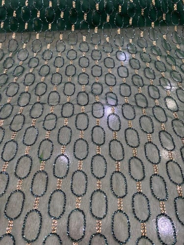 قماش سهرة شيفون مع تطريز ترتر٣ متر ونص عرض واحد