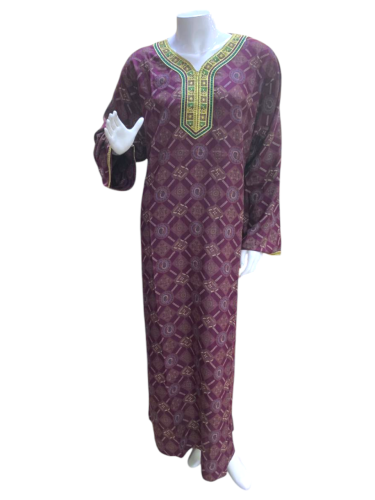 جلابية كشميري كم طويل تطريز خيط