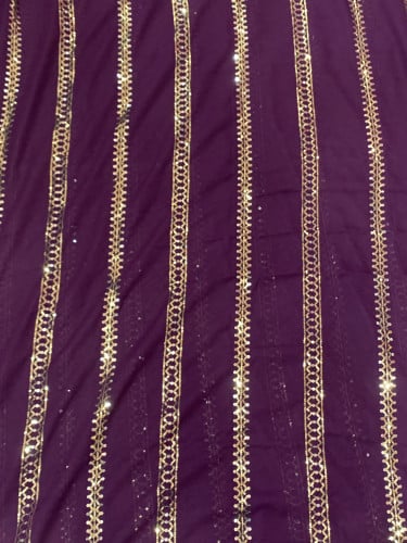 قماش سهرة شيفون تطريز مطرز بالترتر مع البطانة