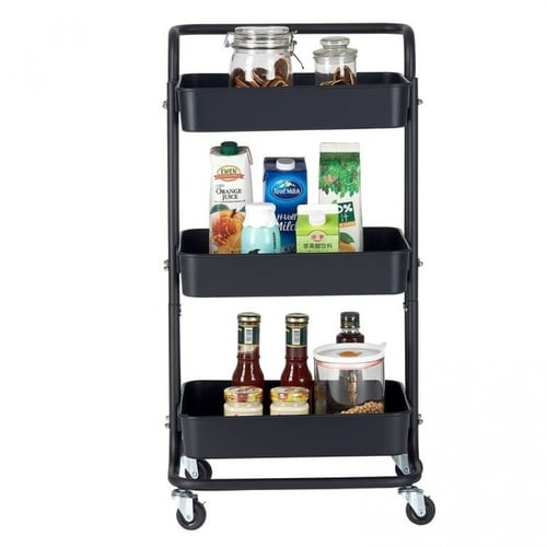 عربية تقديم معدنية متحركة اسود وابيض