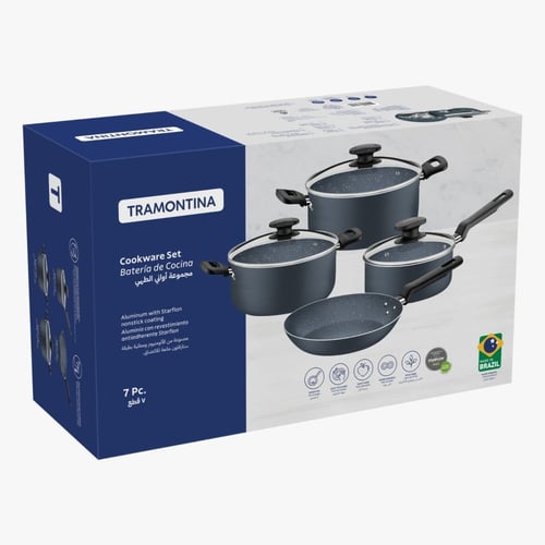 طقم قدور برازيلي ماركة ترا مونتينا 7 قطع رمادي