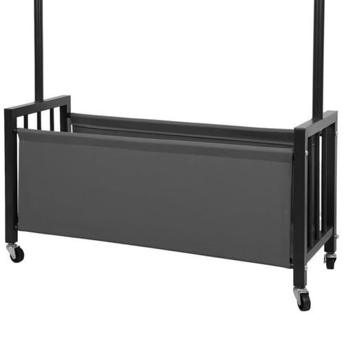 علاقة ملابس مع سلة سفلية عمود اسود بسلة اسود