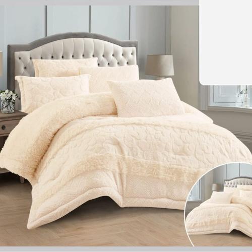 لحاف فرو مخملي بملمس ناعم مزغب طقم شراشف مريح بلون...