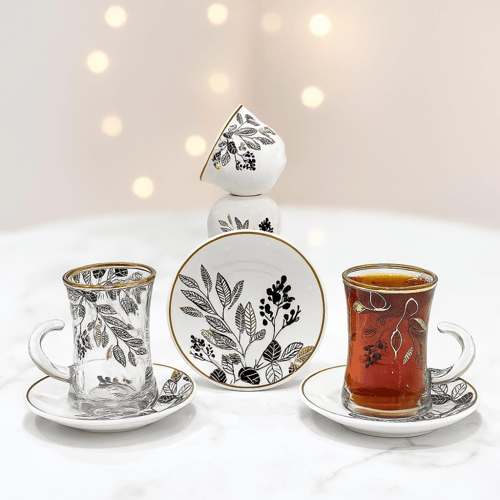 طقم ضيافة فاخر 36 قطعة بنقشات خرافية ولمسة فخمة